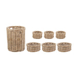Tobs Set of 7 Grey Kubu Rattan Storage Baskets - 33cm