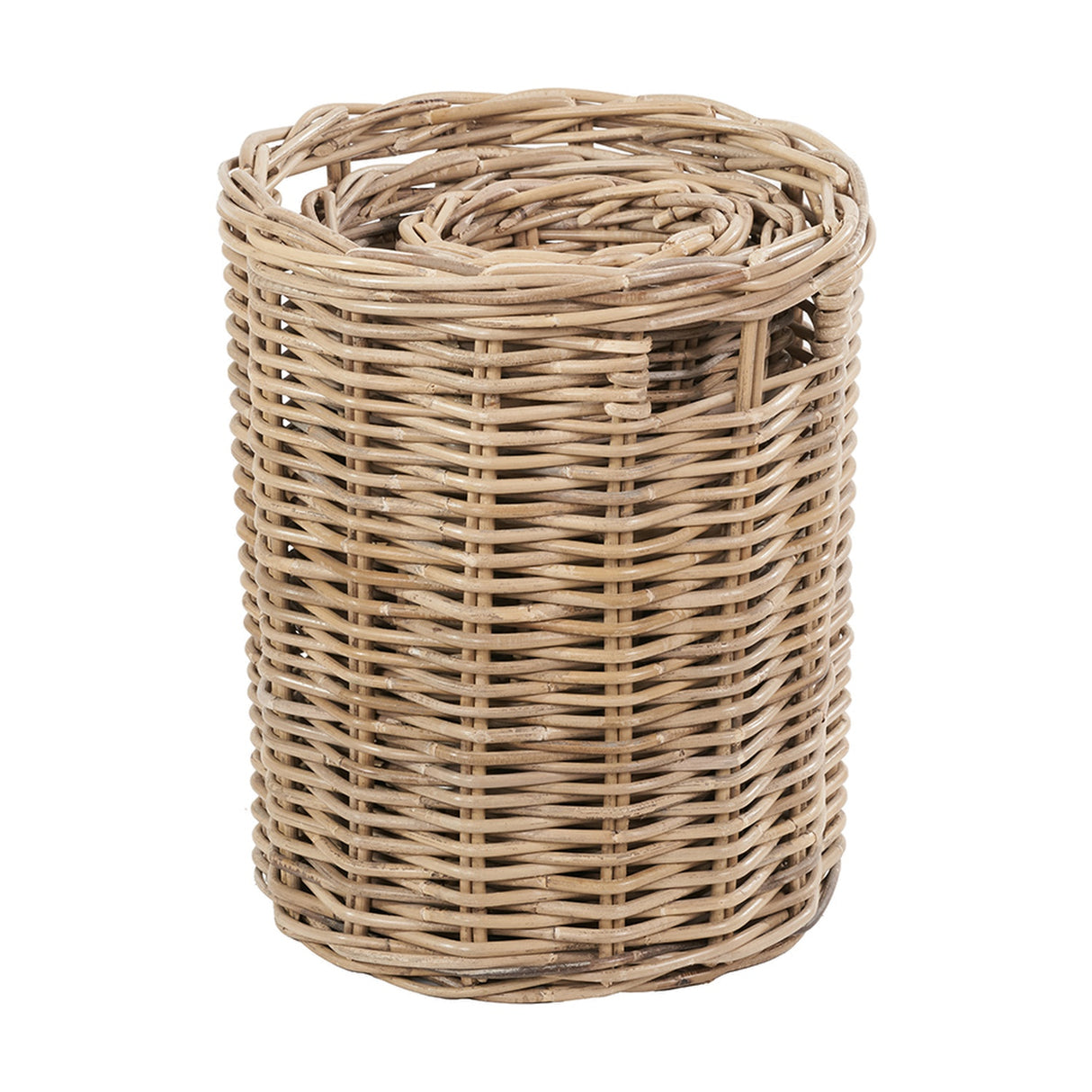 Tobs Set of 7 Grey Kubu Rattan Storage Baskets - 33cm