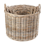 Tobs Set of 4 Grey Kubu Rattan Round Log Baskets - 67cm