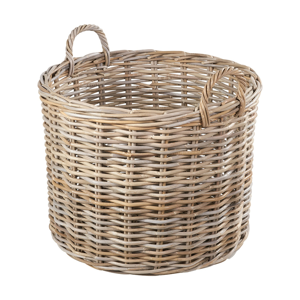 Tobs Set of 4 Grey Kubu Rattan Round Log Baskets - 67cm