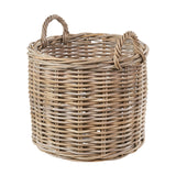 Tobs Set of 4 Grey Kubu Rattan Round Log Baskets - 67cm