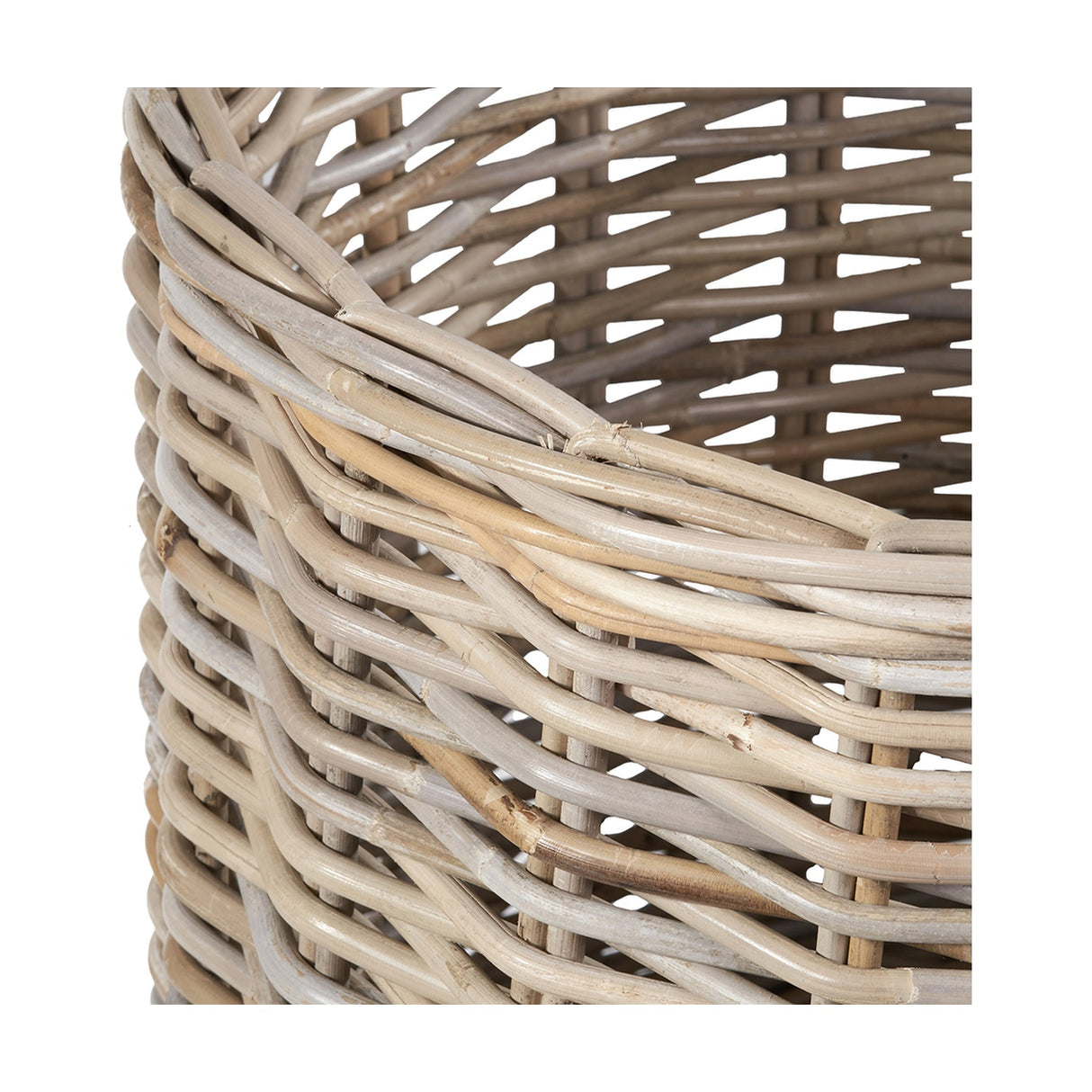 Tobs Set of 4 Grey Kubu Rattan Round Log Baskets - 67cm