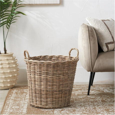 Tobs Grey Kubu Rattan Tall Storage Basket - 50cm