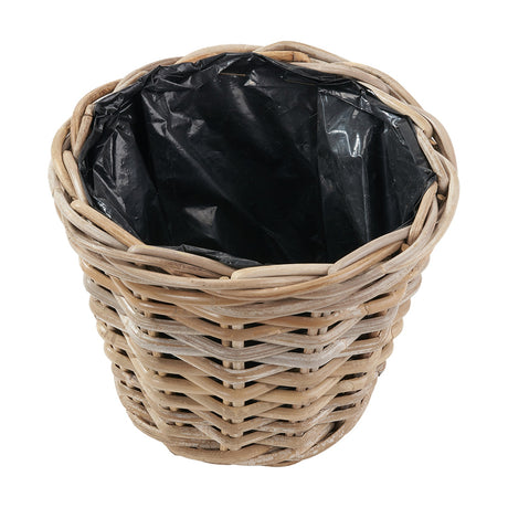 Tobs Indoor Outdoor Grey Kubu Rattan Basket Planter - 25cm
