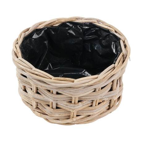 Tobs Indoor Outdoor Grey Kubu Rattan Triple Weave Basket Planter