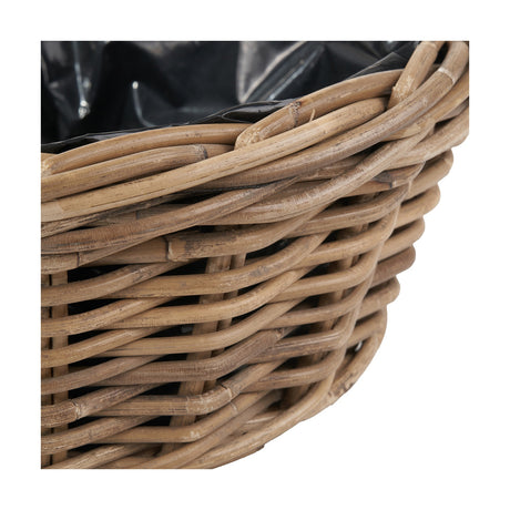 Tobs Indoor Outdoor Grey Kubu Rattan Flower Basket Planter - 50cm