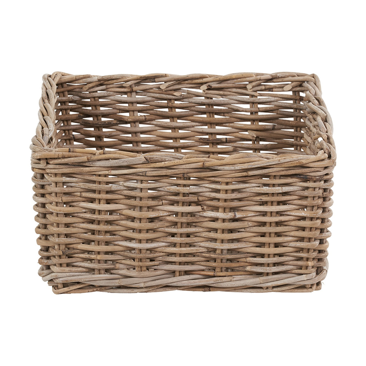 Tobs Grey Kubu Rattan Storage Basket with Inset Handles - 20cm