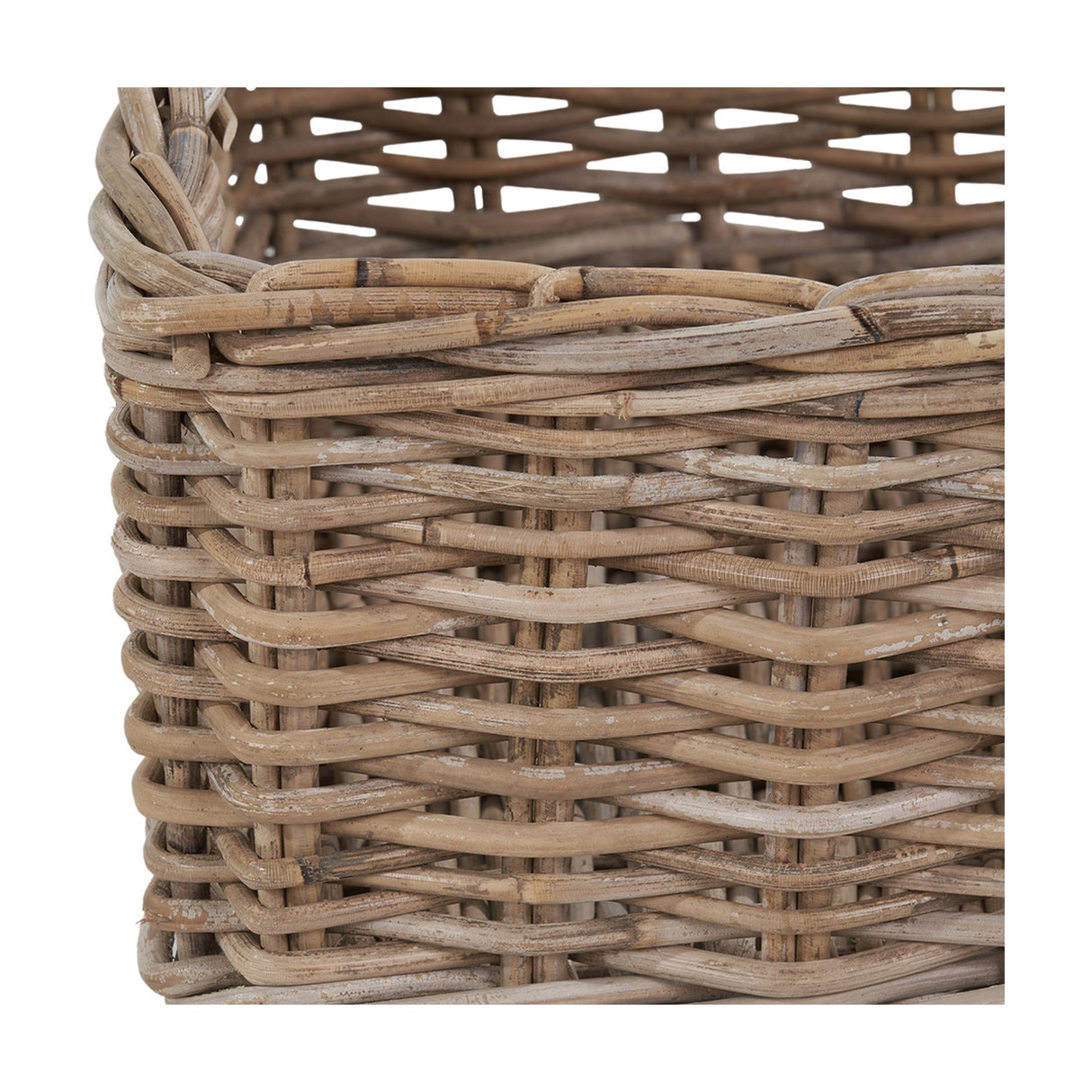 Tobs Grey Kubu Rattan Storage Basket with Inset Handles - 20cm