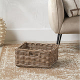 Tobs Grey Kubu Rattan Storage Basket with Inset Handles - 20cm