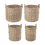 Tobs Set of 4 Grey Kubu Rattan Tall Round Storage Baskets - 63cm