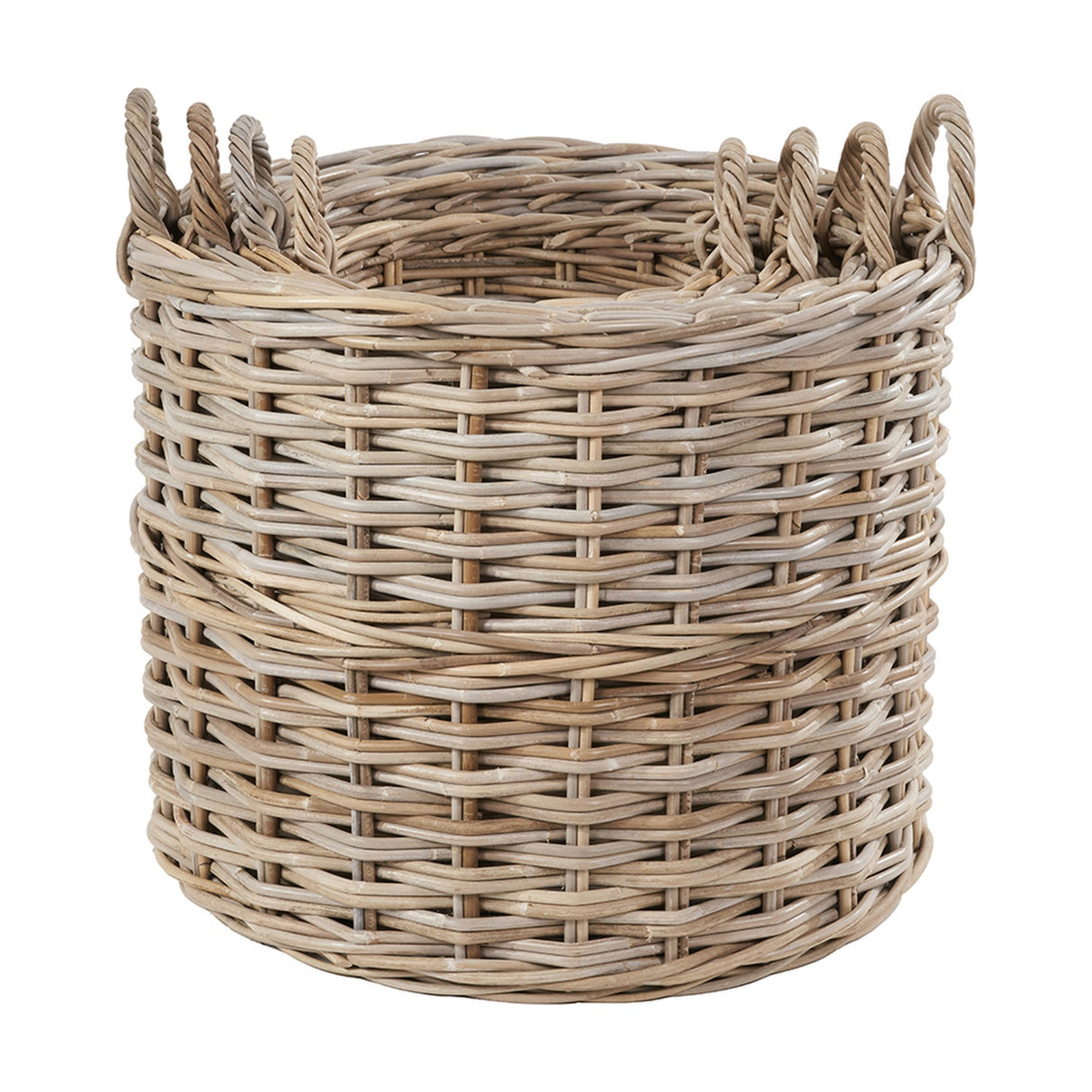 Tobs Set of 4 Grey Kubu Rattan Tall Round Storage Baskets - 63cm