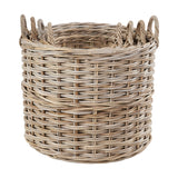 Tobs Set of 4 Grey Kubu Rattan Tall Round Storage Baskets - 63cm