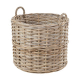 Tobs Set of 4 Grey Kubu Rattan Tall Round Storage Baskets - 63cm