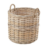 Tobs Set of 4 Grey Kubu Rattan Tall Round Storage Baskets - 63cm