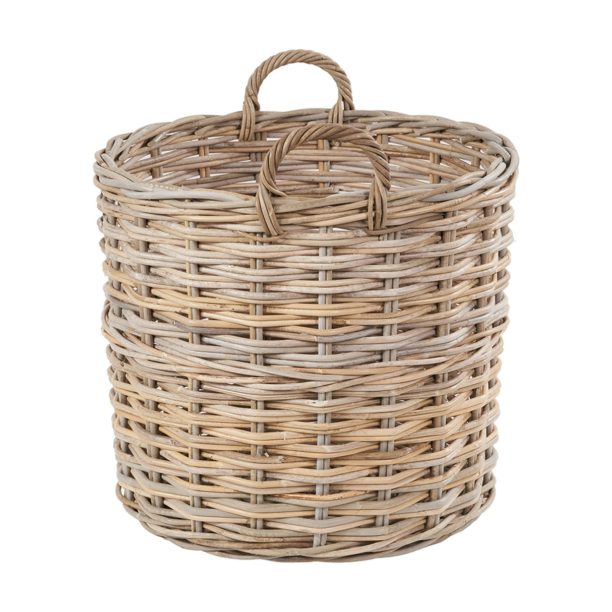 Tobs Set of 4 Grey Kubu Rattan Tall Round Storage Baskets - 63cm
