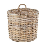 Tobs Set of 4 Grey Kubu Rattan Tall Round Storage Baskets - 63cm