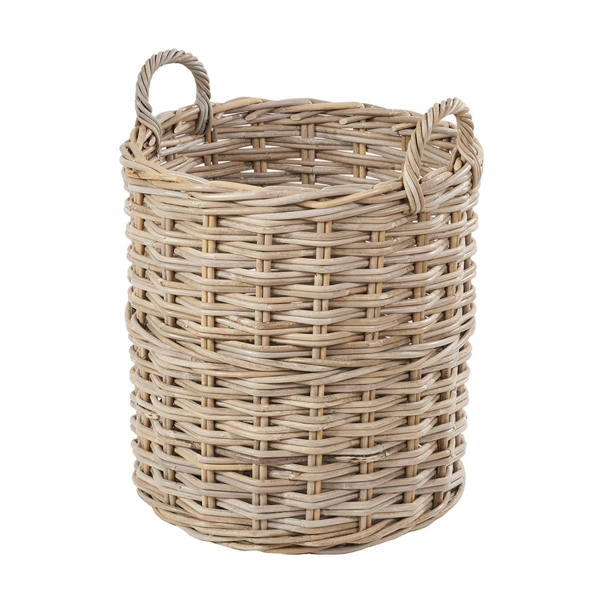 Tobs Set of 4 Grey Kubu Rattan Tall Round Storage Baskets - 63cm