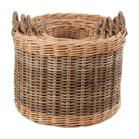 Tobs Set of 5 Grey & White Kubu Rattan Round Storage Baskets - 51cm