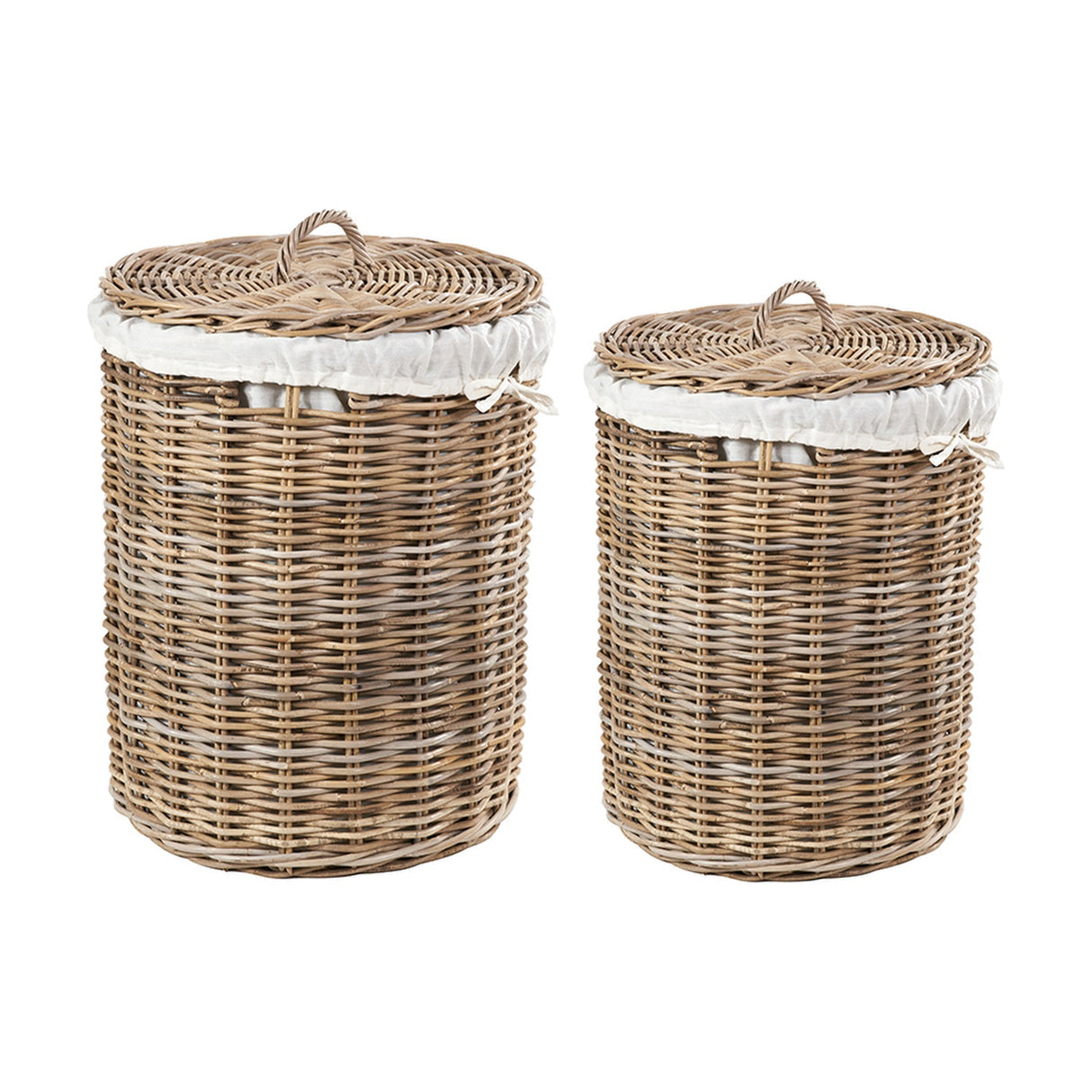 Tobs Set of 2 Grey Kubu Rattan Linen Baskets - 51cm