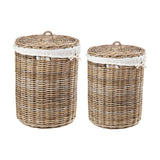Tobs Set of 2 Grey Kubu Rattan Linen Baskets - 51cm