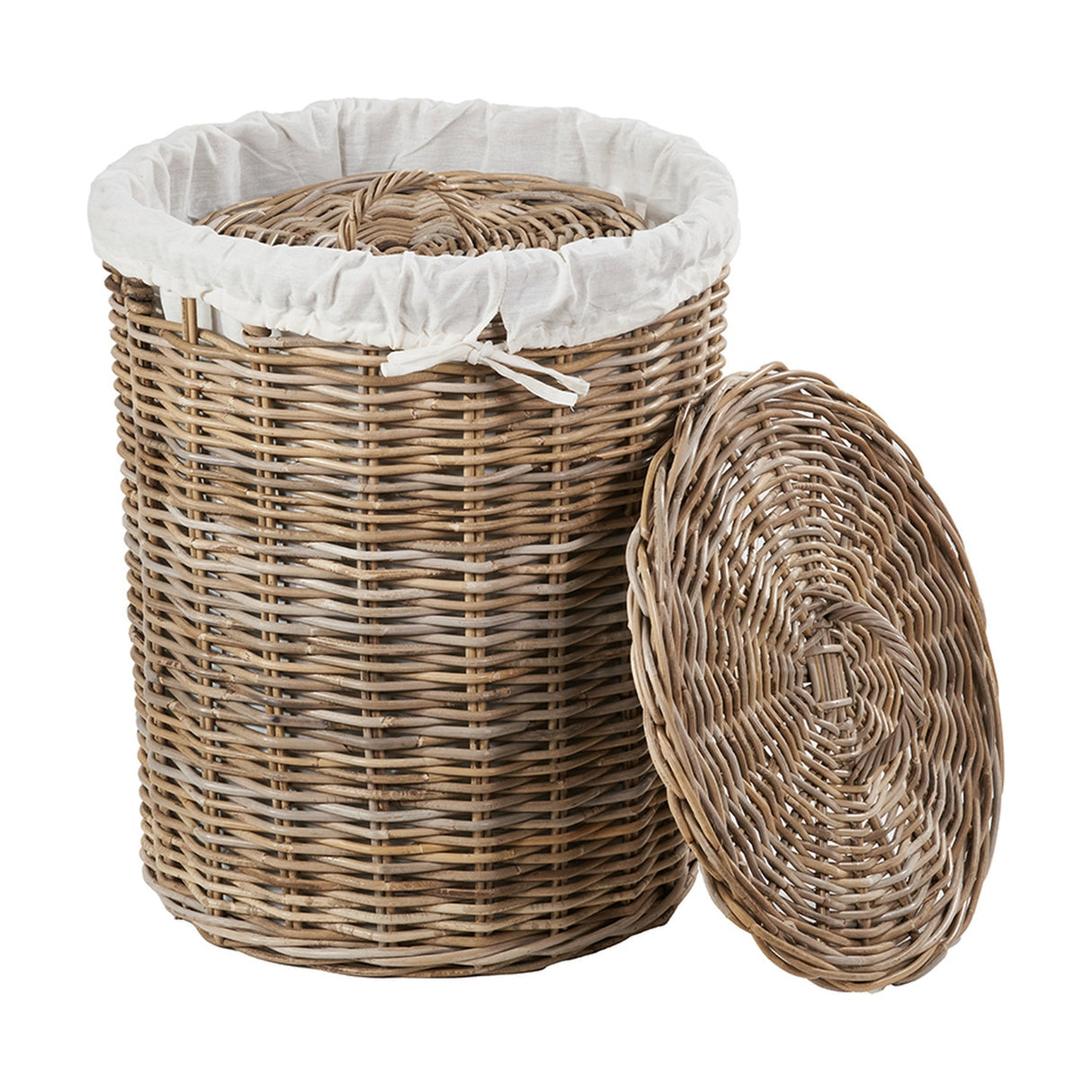 Tobs Set of 2 Grey Kubu Rattan Linen Baskets - 51cm
