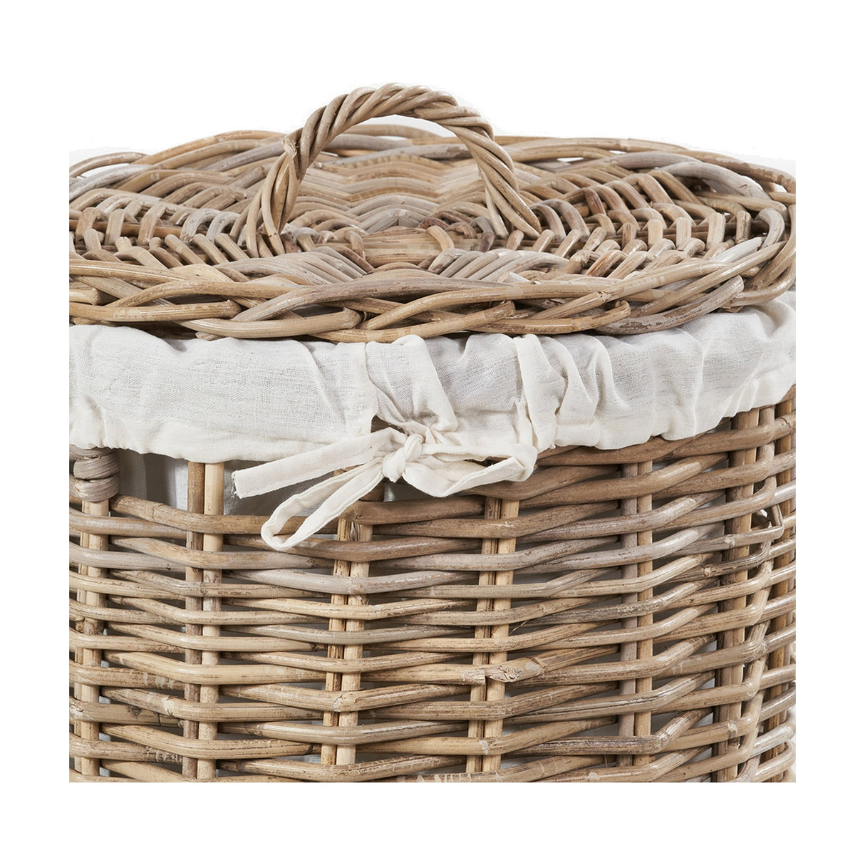Tobs Set of 2 Grey Kubu Rattan Linen Baskets - 51cm