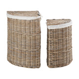 Tobs Set of 2 Grey Kubu Rattan Lined Corner Linen Baskets - 65cm