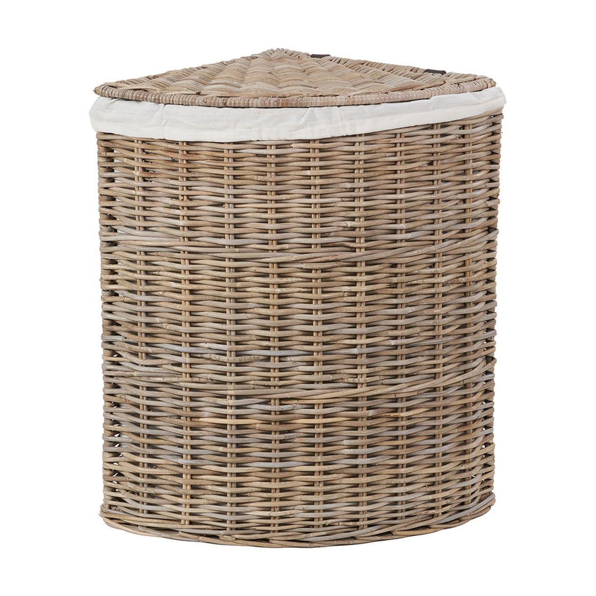 Tobs Set of 2 Grey Kubu Rattan Lined Corner Linen Baskets - 65cm