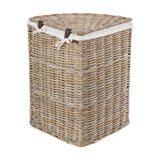 Tobs Set of 2 Grey Kubu Rattan Lined Corner Linen Baskets - 65cm