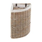 Tobs Set of 2 Grey Kubu Rattan Lined Corner Linen Baskets - 65cm