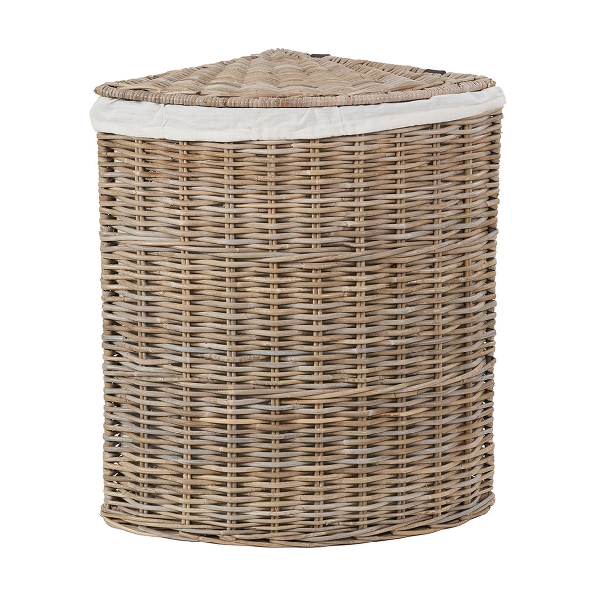 Tobs Set of 2 Grey Kubu Rattan Lined Corner Linen Baskets - 65cm