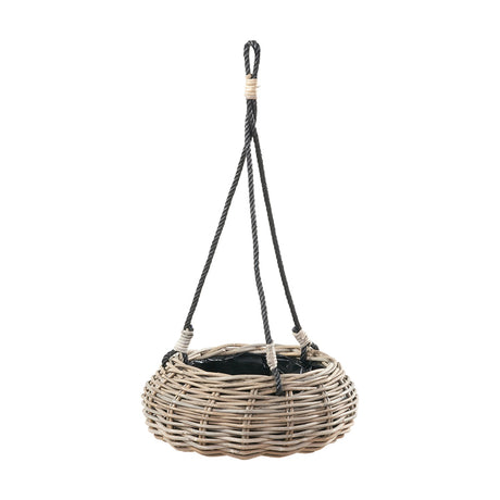 Tobs Indoor Outdoor Grey Kubu Rattan Hanging Basket - 70cm