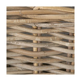 Close-up of the Tobs grey Kubu rattan wall hanging trough planter, showing its woven open-weave texture and natural fibre strands.