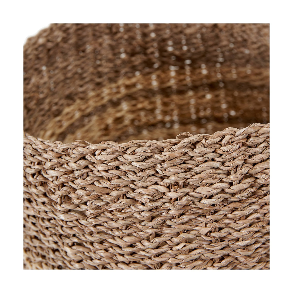 Set of 3 2-Tone Seagrass & Palm Leaf Natural Baskets - 43cm
