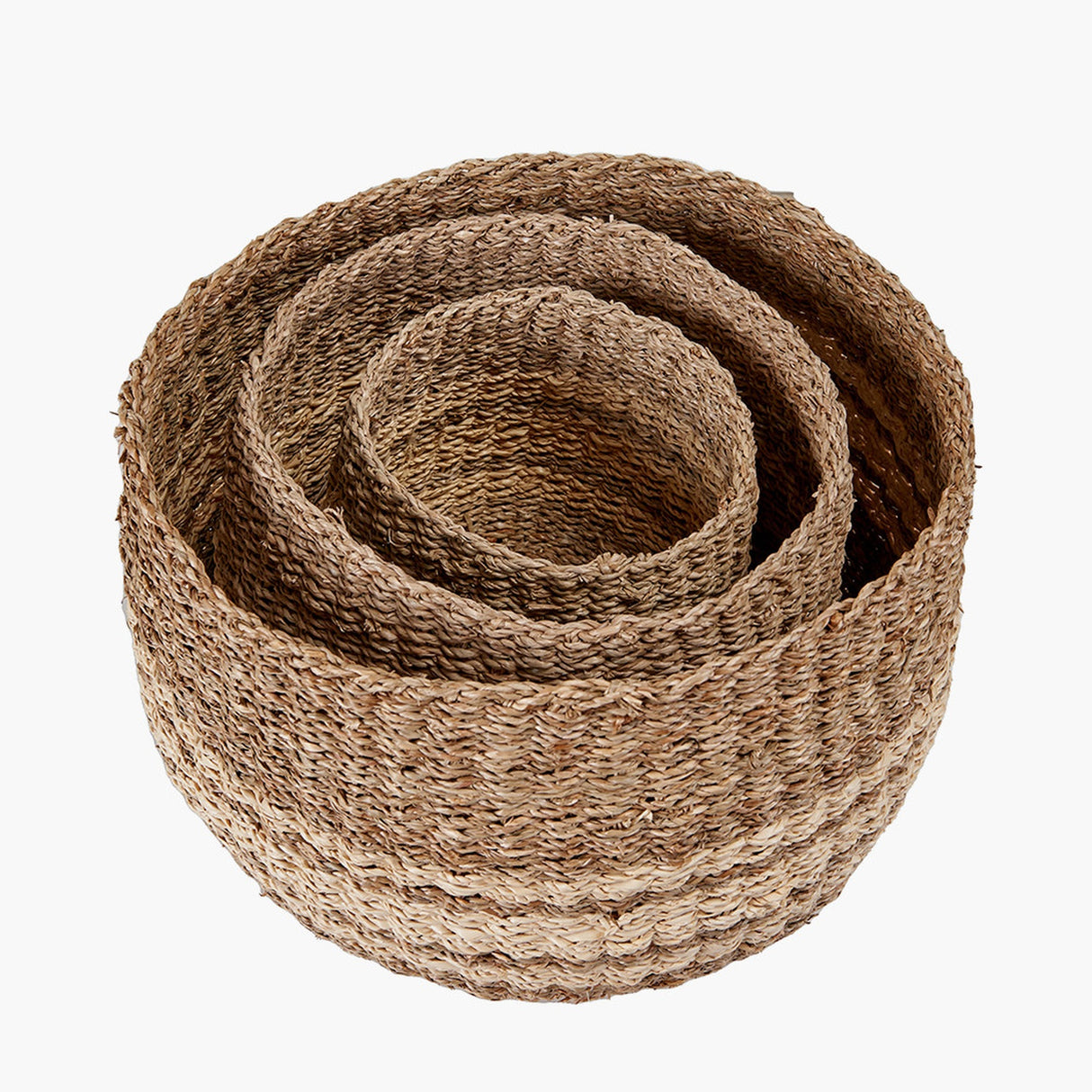 Set of 3 2-Tone Seagrass & Palm Leaf Natural Baskets - 43cm