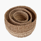 Set of 3 2-Tone Seagrass & Palm Leaf Natural Baskets - 43cm