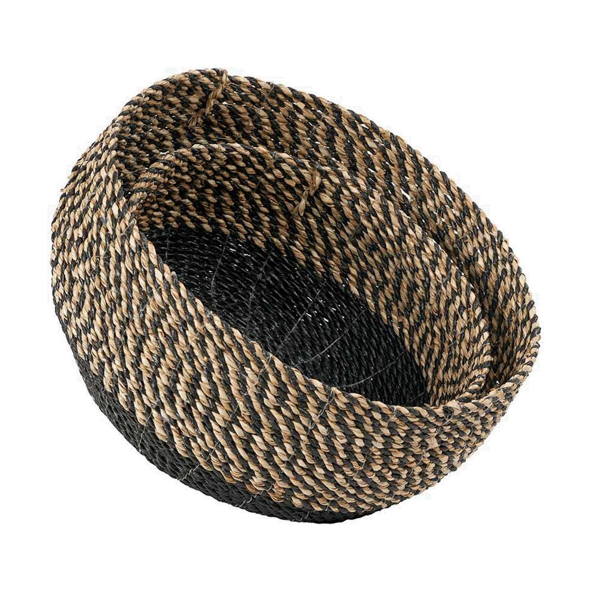 Set of 2 Seagrass Natural & Black Baskets - 38cm