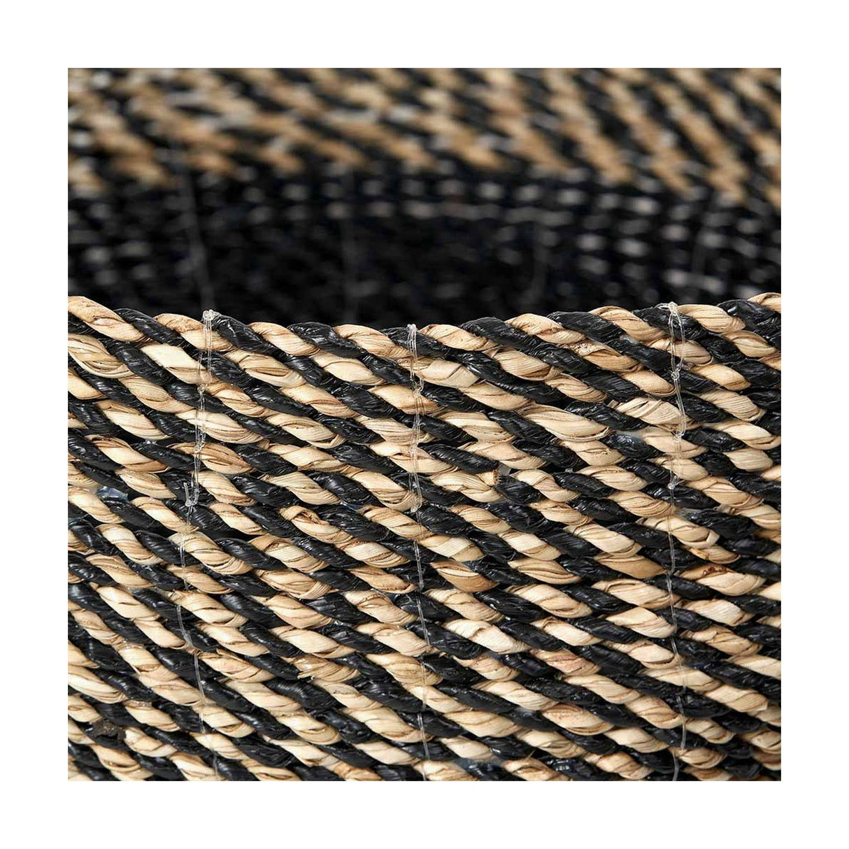 Set of 2 Seagrass Natural & Black Baskets - 38cm