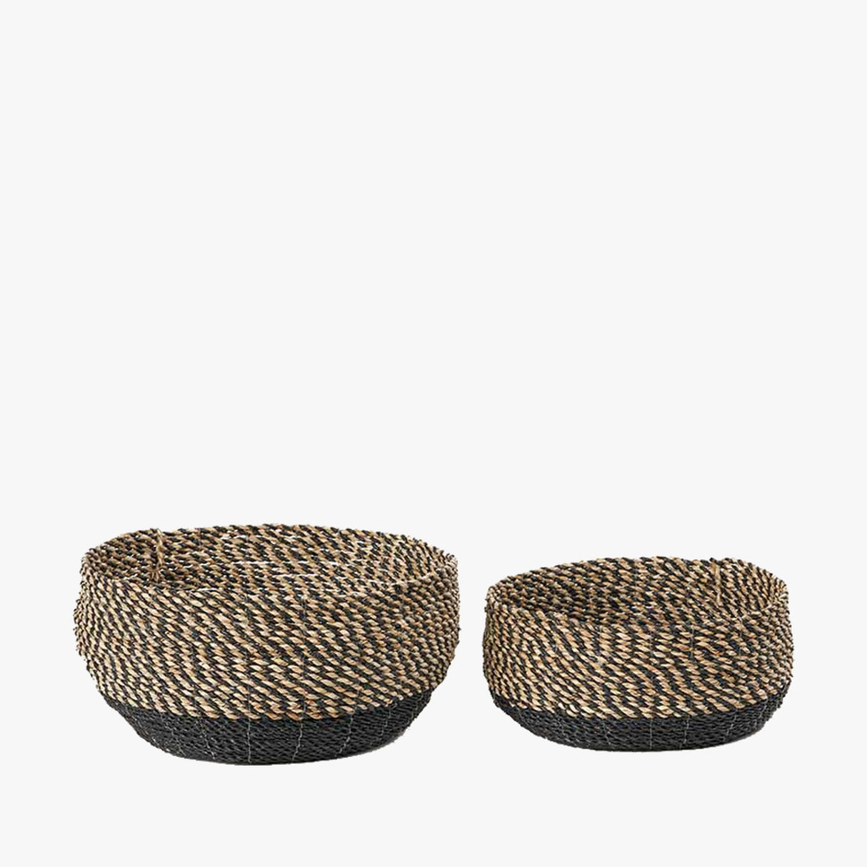 Set of 2 Seagrass Natural & Black Baskets - 38cm