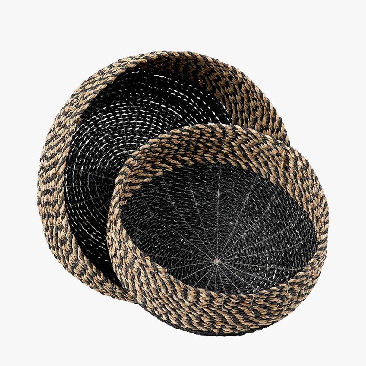 Set of 2 Seagrass Natural & Black Baskets - 38cm