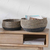 Set of 2 Seagrass Natural & Black Baskets - 38cm