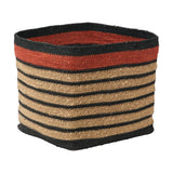 Seagrass Natural, Black & Terracotta Stripe Square Basket - 30cm