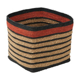 Seagrass Natural, Black & Terracotta Stripe Square Basket - 30cm