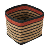 Seagrass Natural, Black & Terracotta Stripe Square Basket - 30cm
