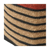 Seagrass Natural, Black & Terracotta Stripe Square Basket - 30cm