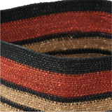 Seagrass Natural, Black & Terracotta Stripe Square Basket - 30cm