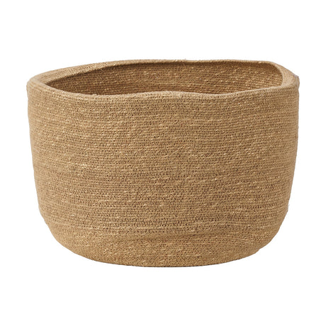Seagrass Natural Basket Tub, 34cm wide, round woven storage basket in natural finish with textured wicker weave, shown on a plain white background.