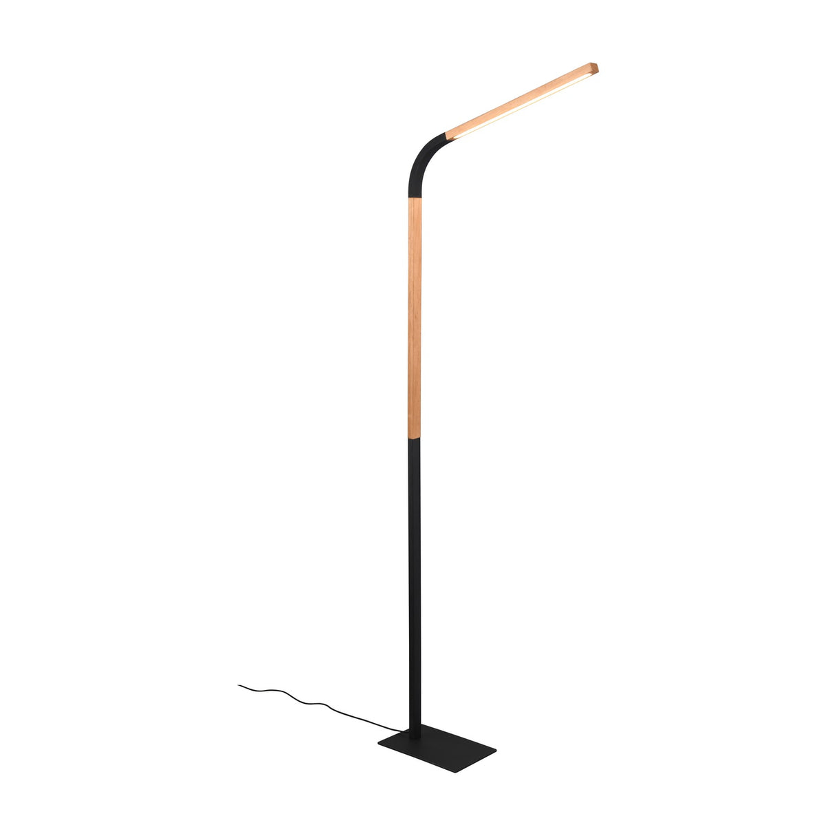 Norris LED Wooden Floor Lamp – Matt Black