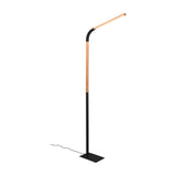 Norris LED Wooden Floor Lamp – Matt Black