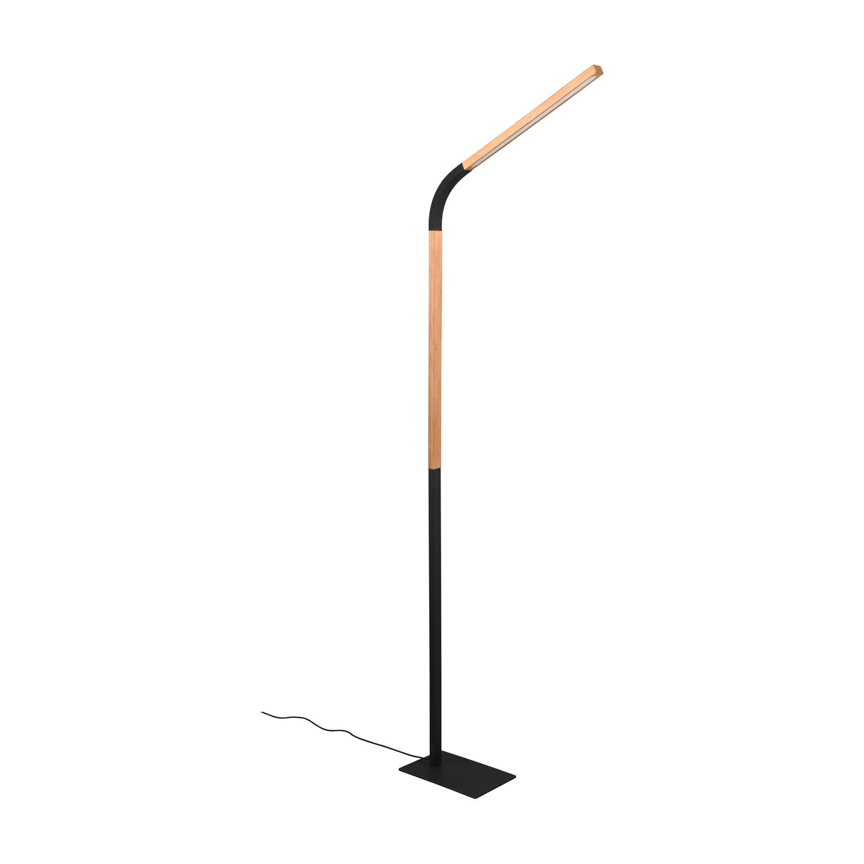 Norris LED Wooden Floor Lamp – Matt Black
